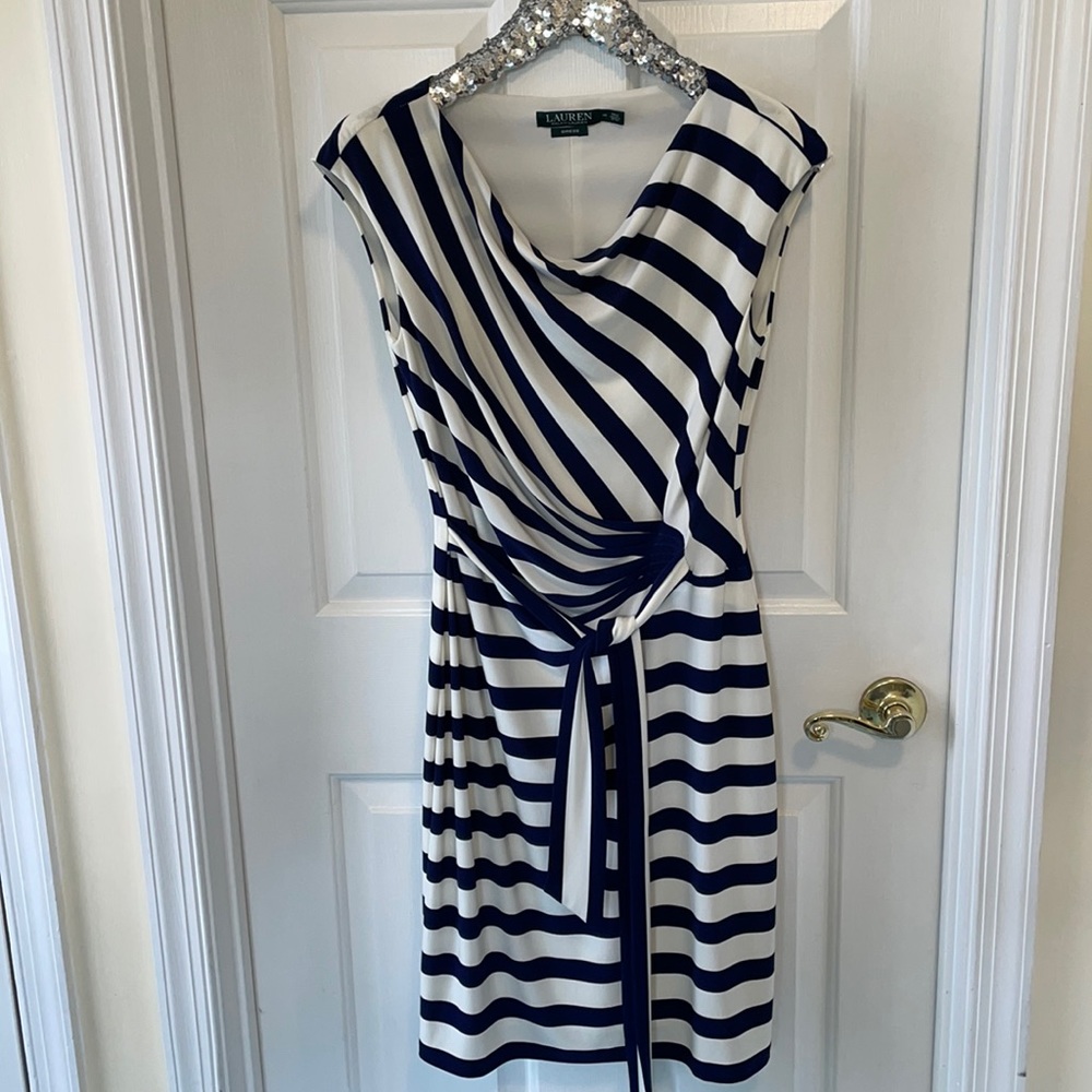 Ralph Lauren dress; blue & white striped; size 10